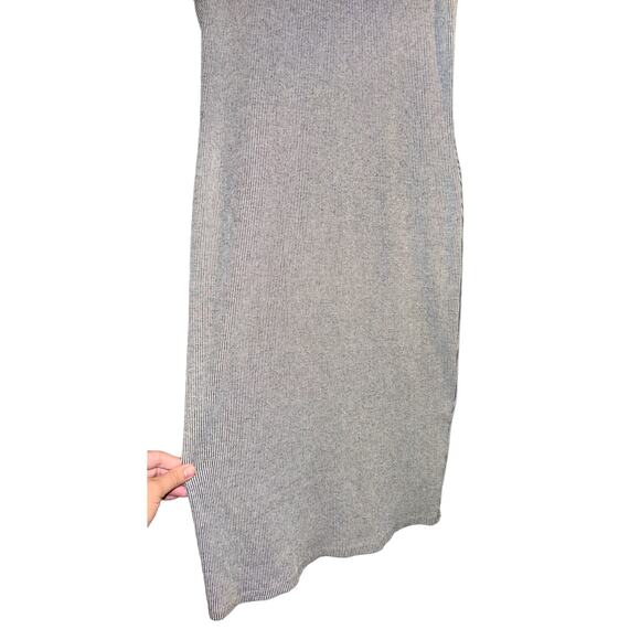 Vintage Mossimo Ribbed Sleeveless Dress Medium Gray Y2K 90s V Neck Workwear - Picture 3 of 7
